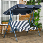 3-person Garden Swing Chair With Adjustable Canopy, Stripes | Blue