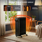 Oil-filled Electric Radiator 2500w, Adjustable Thermostat, 3 Settings | Black