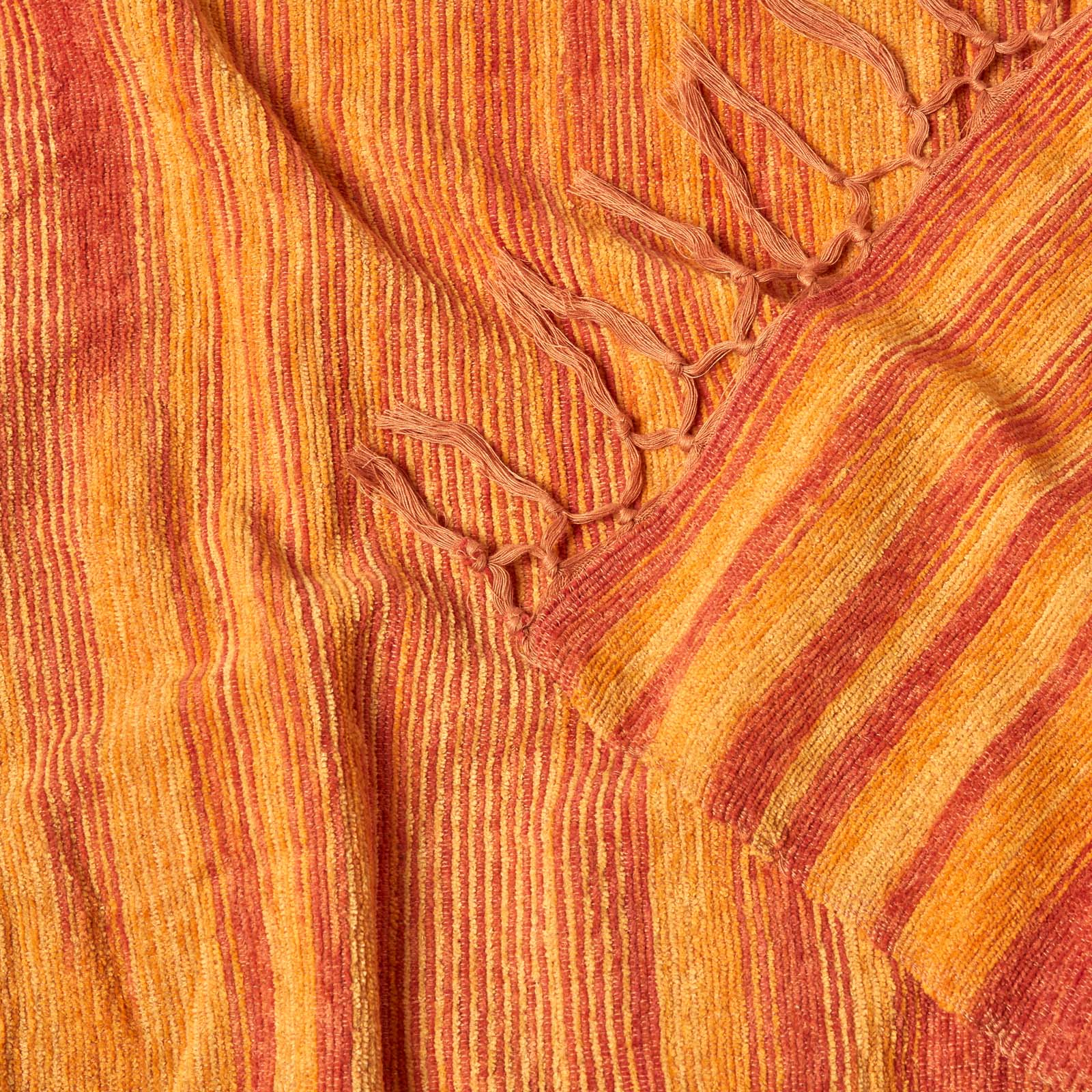 Bed Sofa Throw Cotton Chenille Tie Dye | 150cm x 200cm | Orange