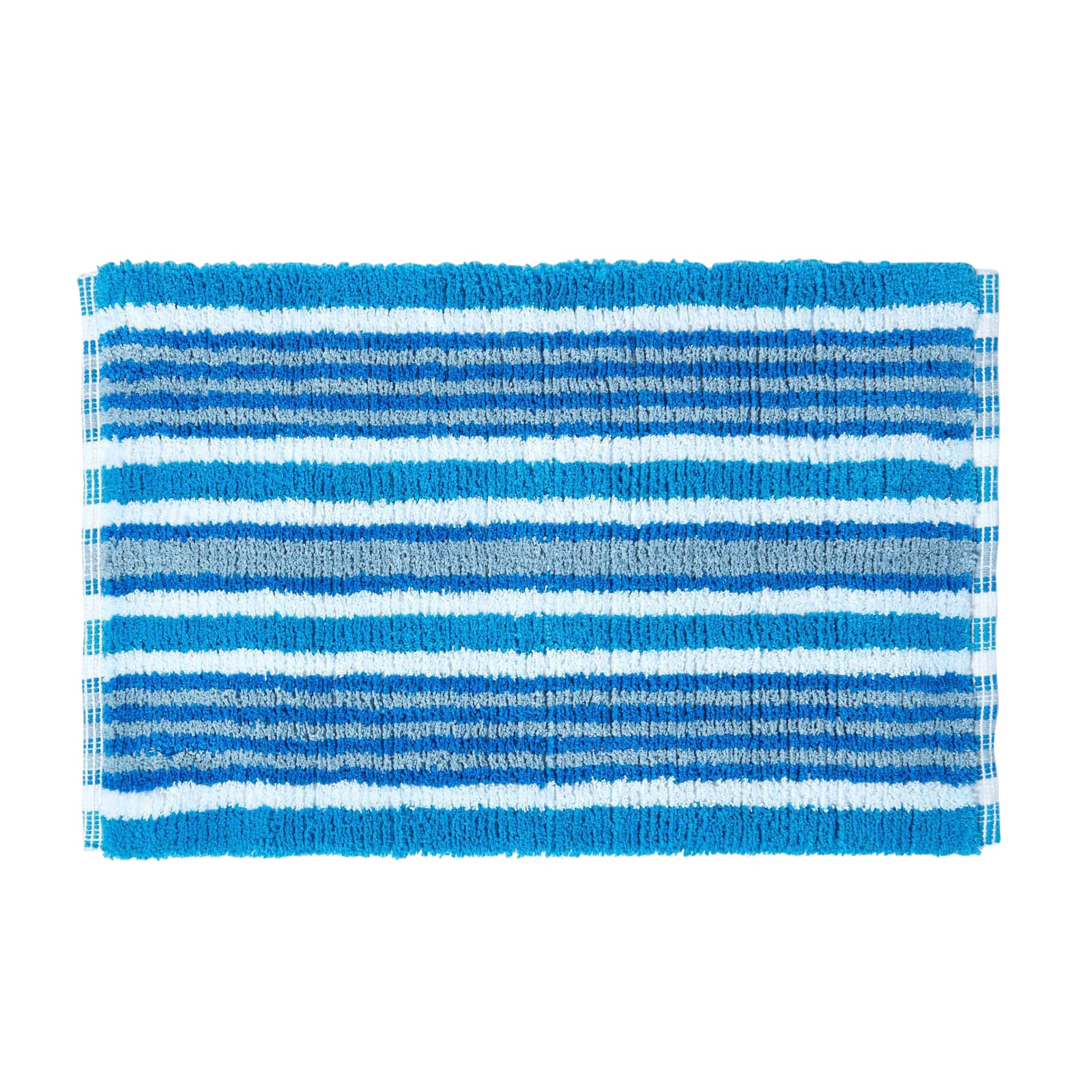 Handloomed Striped Cotton Bath Mat | 40 x 60cm | Blue