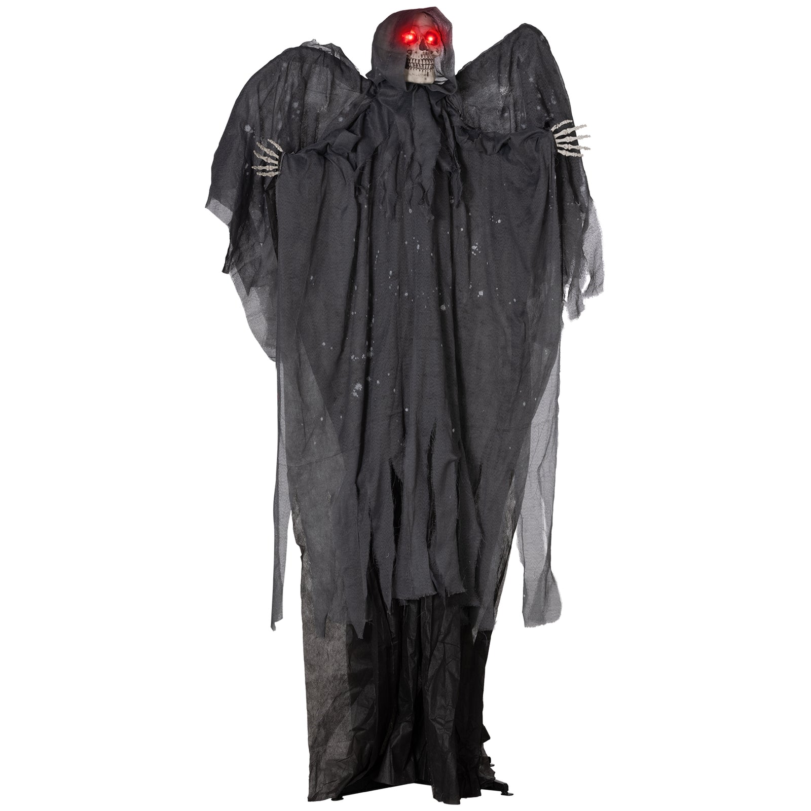 Winged Grim Reaper Animatronic Prop W/ Light Up Eyes, For Haunted House