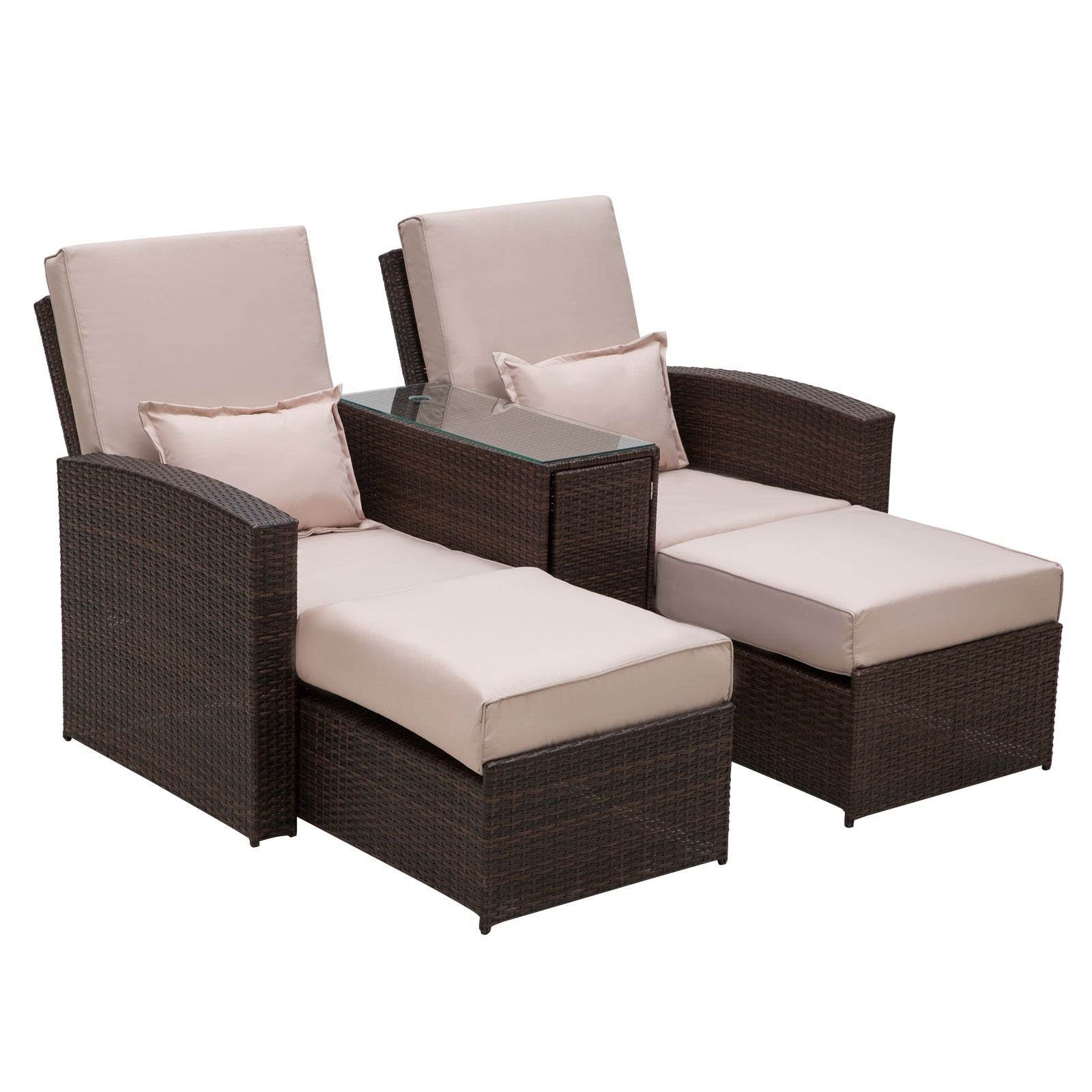 Rattan Sofa Lounger Set - Wicker Patio Furniture