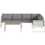 6 Seater Metal Garden Furniture Corner Sofa Set | White