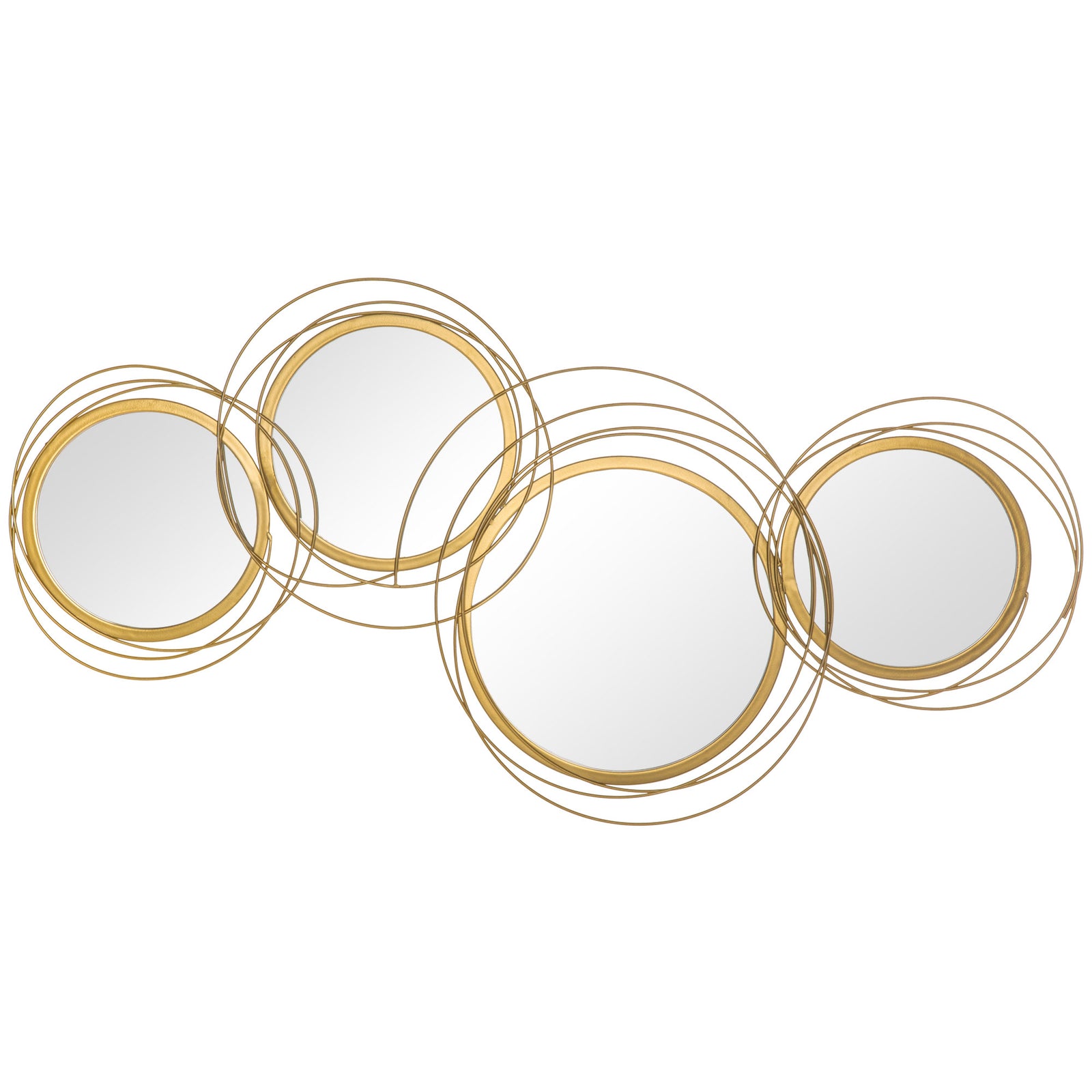 Metal Wall Art Decorative Mirror Modern Wall Sculpture | One Size | Gold