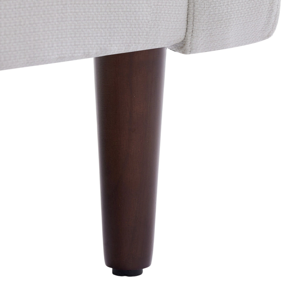 Mid-century Modern Single Sofa Chair – Linen Upholstery, High-density Foam, Walnut Legs, Comfortable Accent Chair | Off White