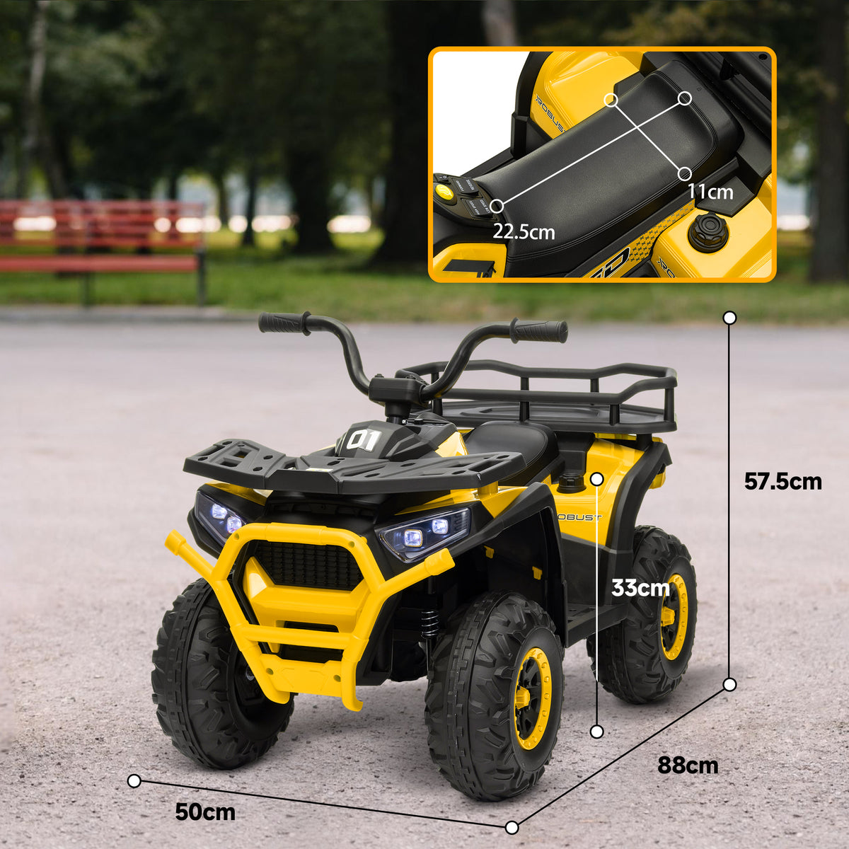 12v Kids Electric Ride On Atv W/ Spring Suspension, Storage Basket | Yellow