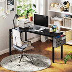 HOMCOM L-shaped Corner Desk Computer With Fabric Bag And Hooks, Black