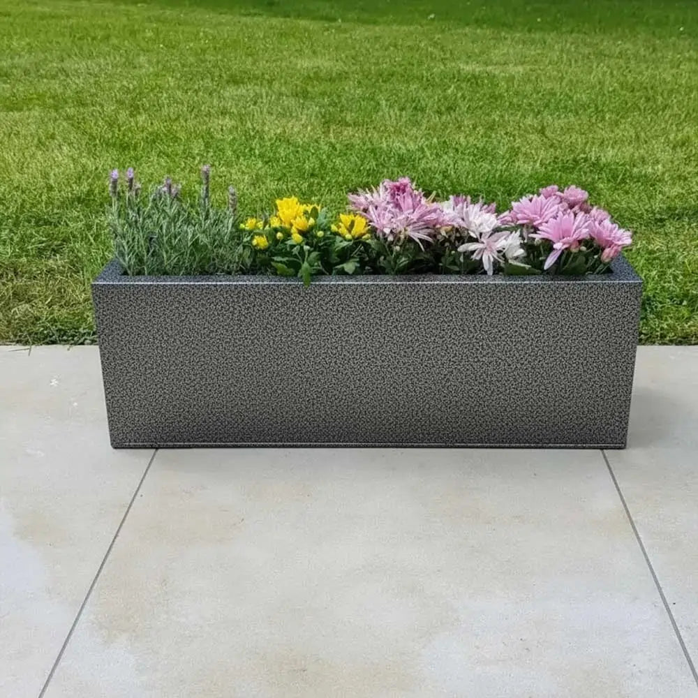 Zinc Galvanised Trough Planter | 70cm x 24cm x 24cm | Silver Black