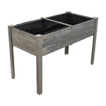 Raised Garden Bed With Optional Non-woven Liner, Fir Wood Elevated Planter Box With Drainage Holes | Grey
