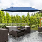 4.6m Double-sided Sun Umbrella W/ Base | Blue