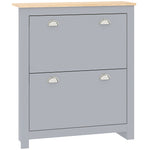 2 Drawer Shoe Cabinet, Flip Doors | Grey