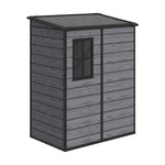 5x4 Ft Outdoor Plastic Storage Shed With Floor & Window, Lockable, Wood Grain Design