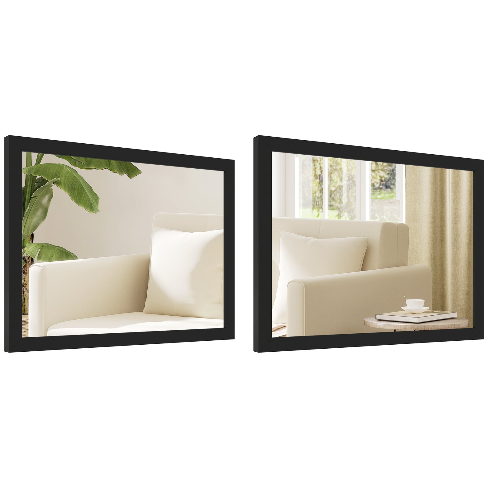 30 X 40 Cm Wall Bathroom Mirror, Vanity Mirror, Set Of 2 | Black