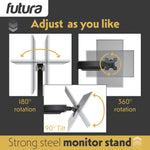 Single & Dual Monitor Arm Desk Mount Gas Spring Bracket 13-32 Inch Screens, Adjustable Stand, Full Motion Tilt Swivel Rotation | Single Monitor Arm | Black