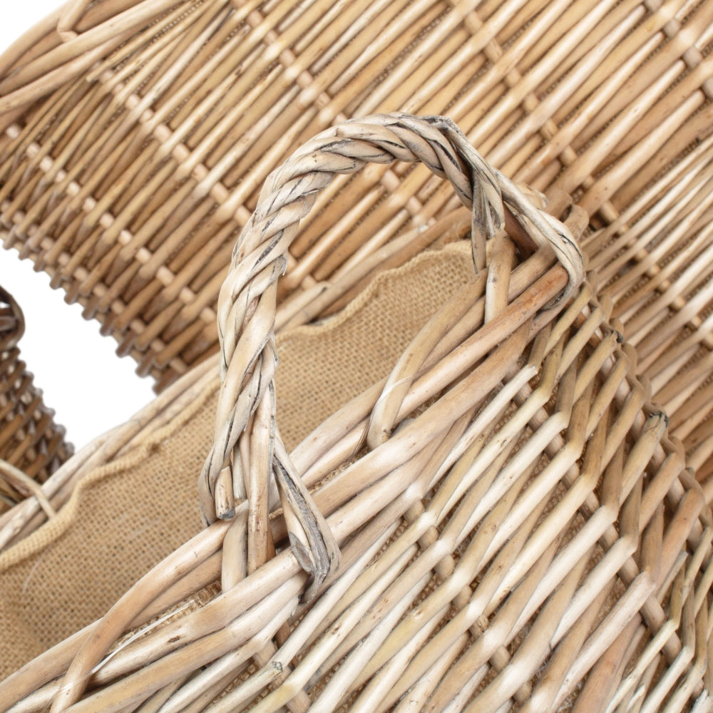 Chestnut Finish Wicker Round Lined Log Basket | Set of 3 | Natural