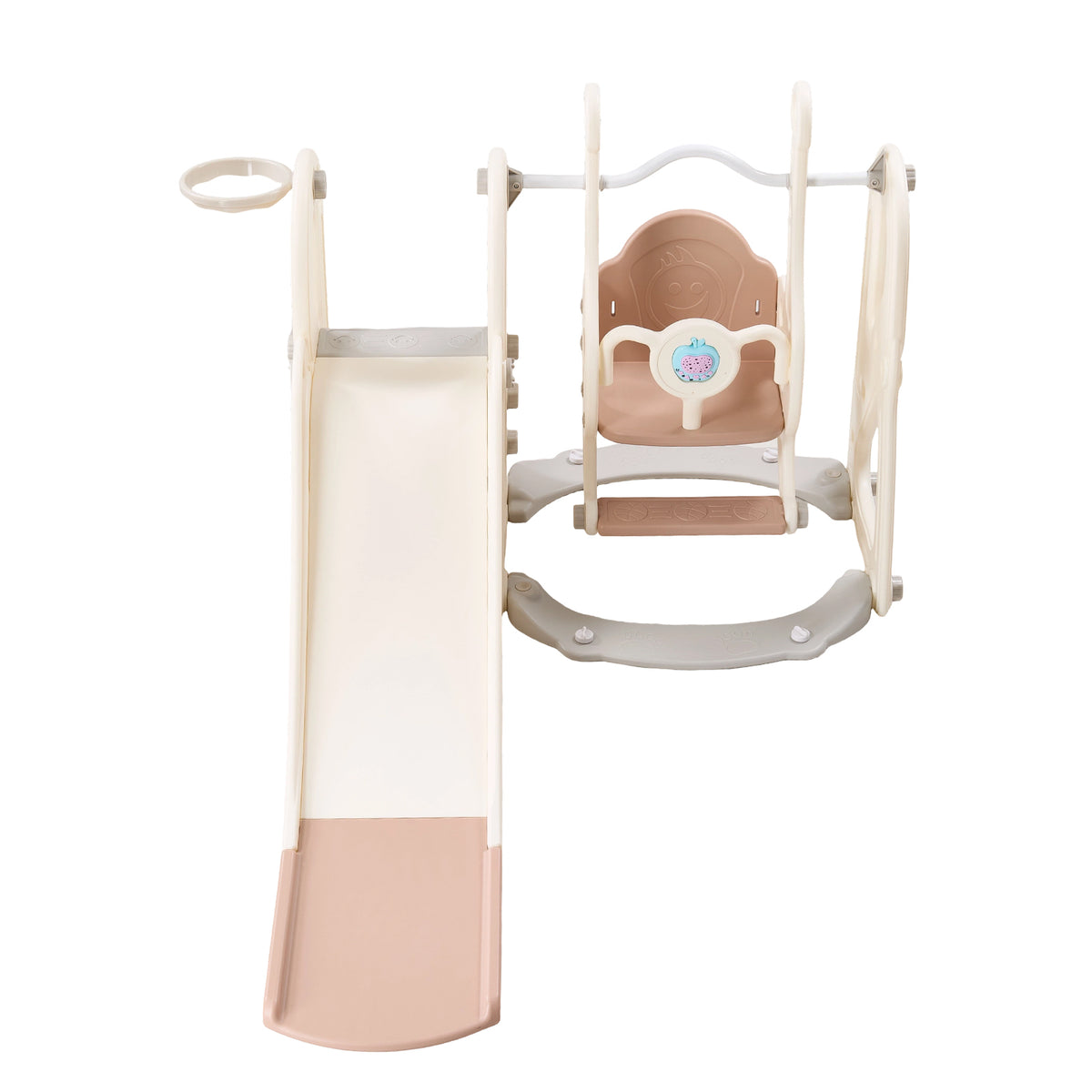 4-in-1 Kids Slide & Swing Set With Basketball Hoop | Pink