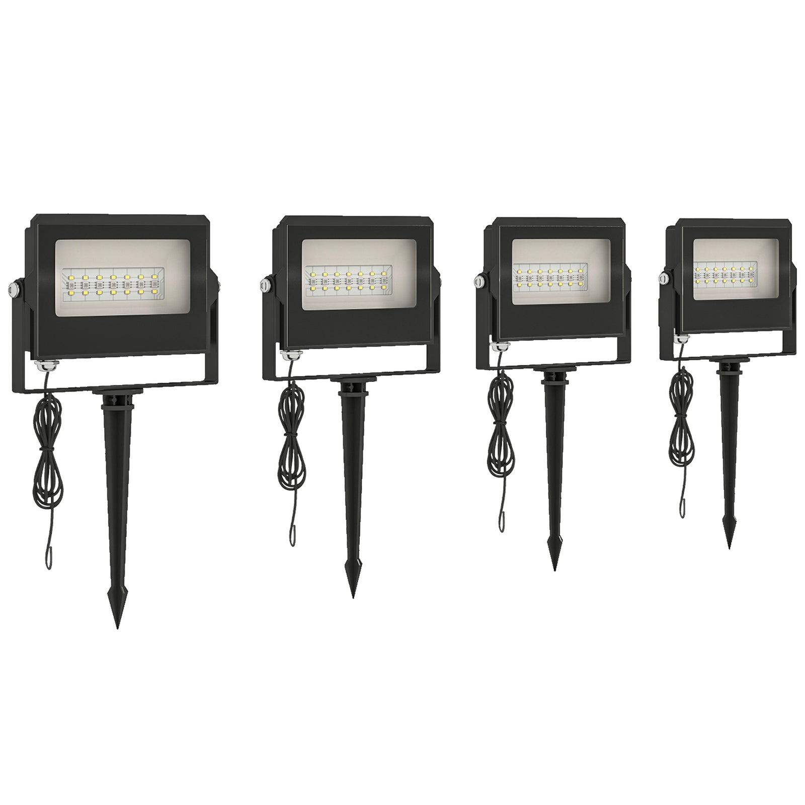 Outsunny 32w Led Floodlights, Outdoor Flood Light With Uk Plug, Black