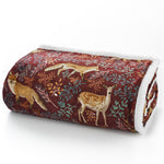 Snuggle Warm Fleece 140x180cm Throw Fox And Deer Mulberry