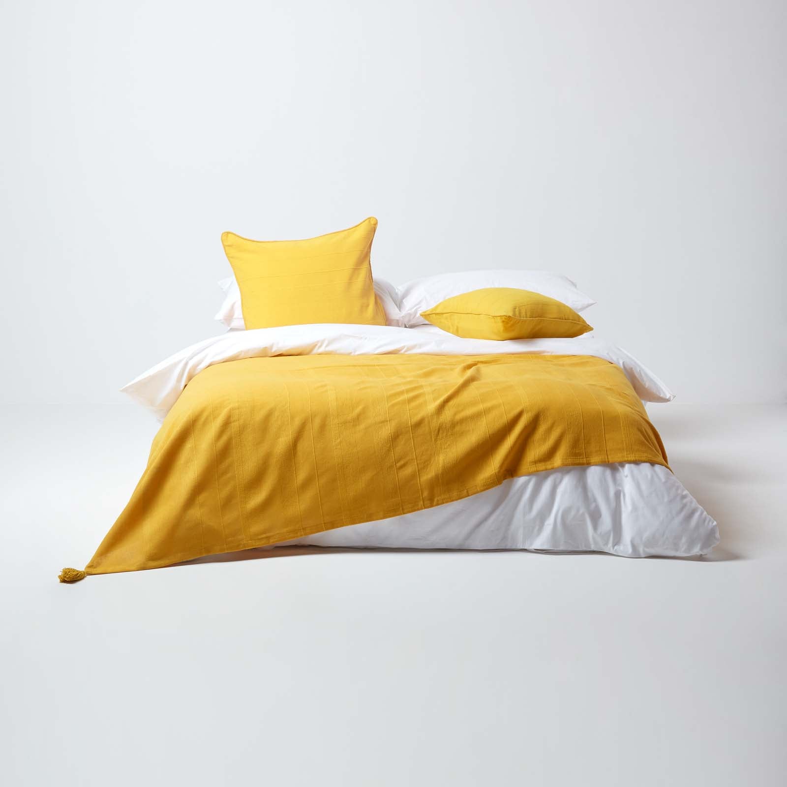 Cotton Rajput Ribbed Throw | 255cm x 360cm | Tangerine