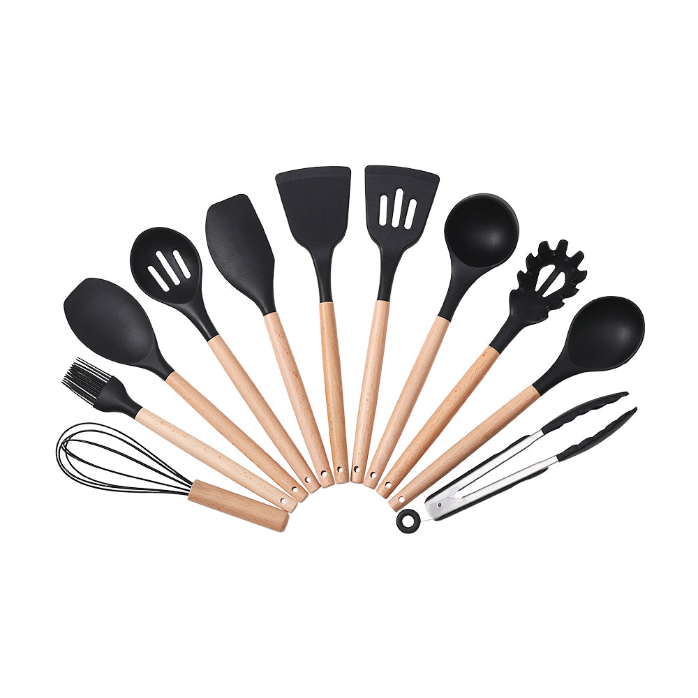 11-piece Silicone Kitchen Utensil Set For Nonstick Cookware | Black