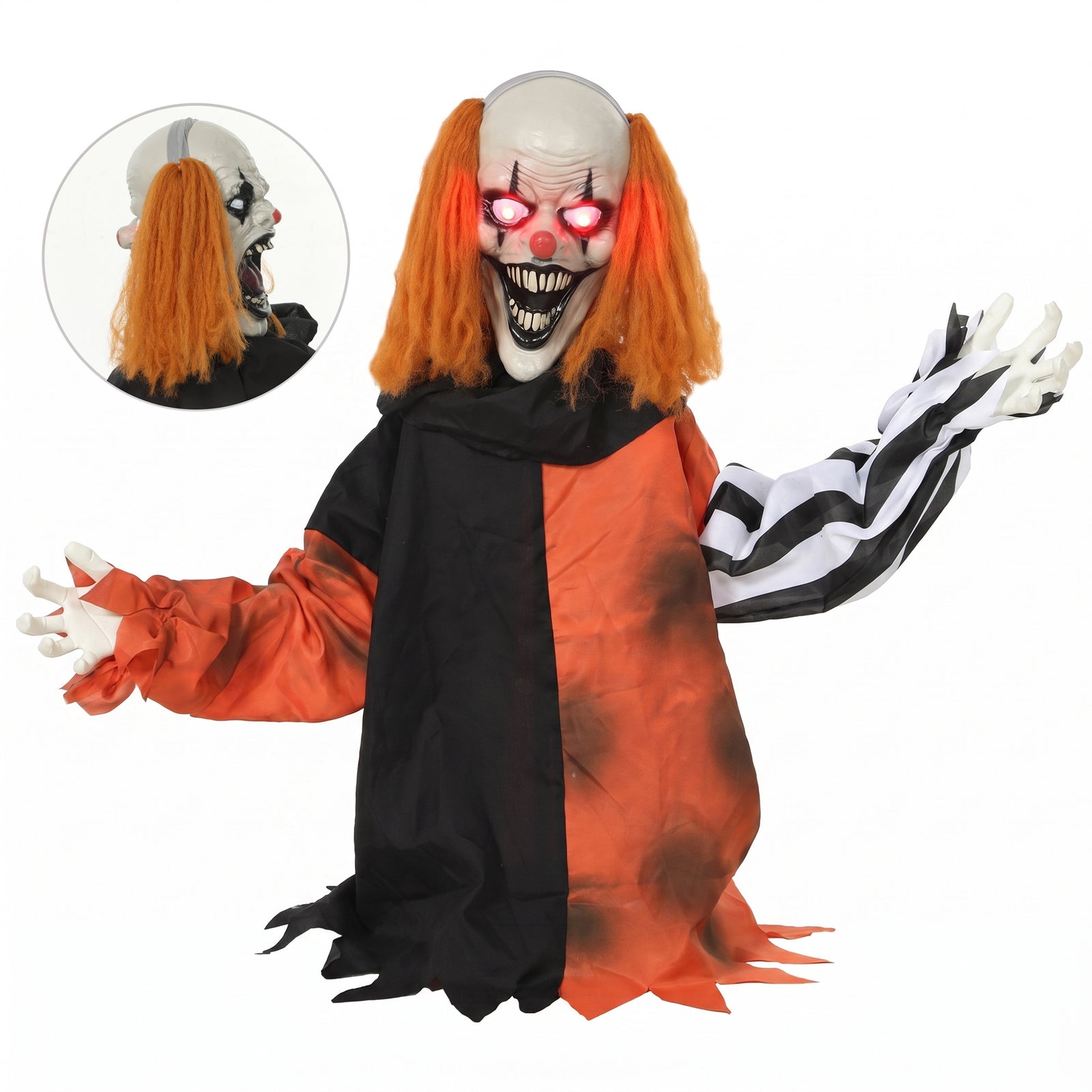 HOMCOM Animated Halloween Clown With Face Changing Animatronics