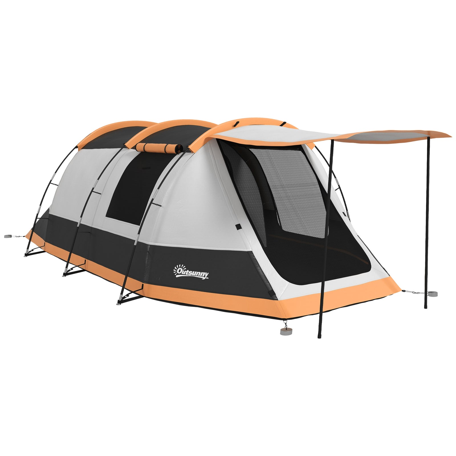 Tunnel Tent With Bedroom, Living Room And Porch For 3-4 Man | Orange