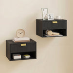 HOMCOM Floating Bedside Tables Set Of 2 With Fluted Drawer Open Shelf