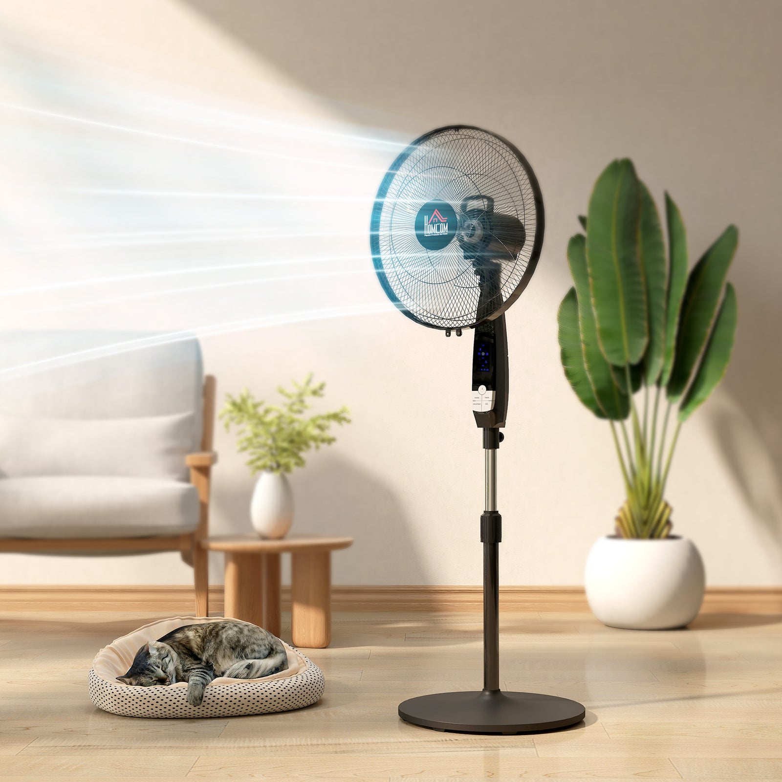 16" Oscillation Cooling Fan With Remote Adjustable Height | Black