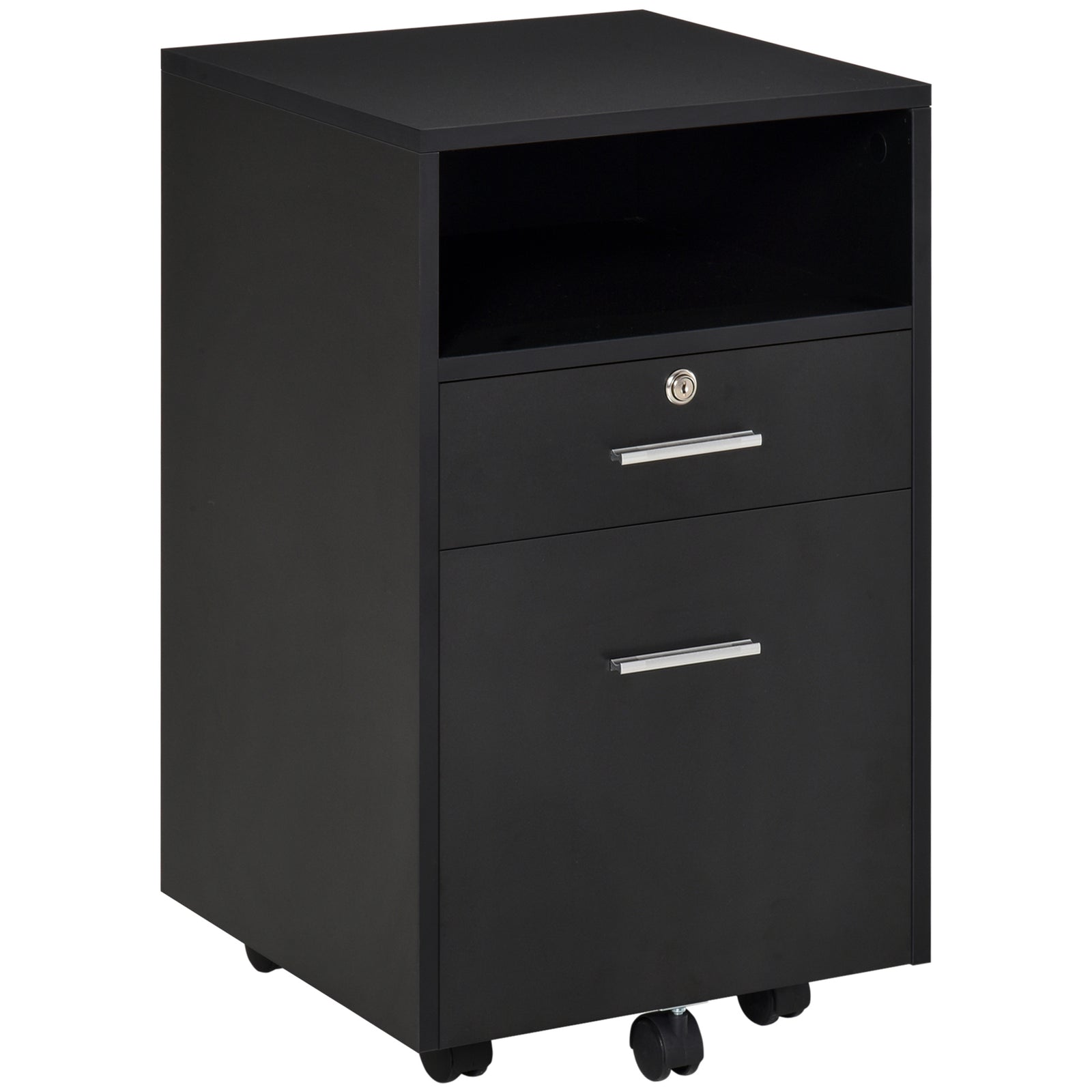 Mobile File Cabinet Lockable Documents Storage With Wheels | One Size | Black