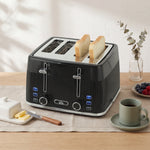 4 Slice Electric Toaster With 7 Browning Levels, 1860w | Black