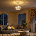 Semi Flush Mount Modern Crystal Chandelier Ceiling Light | Silver
