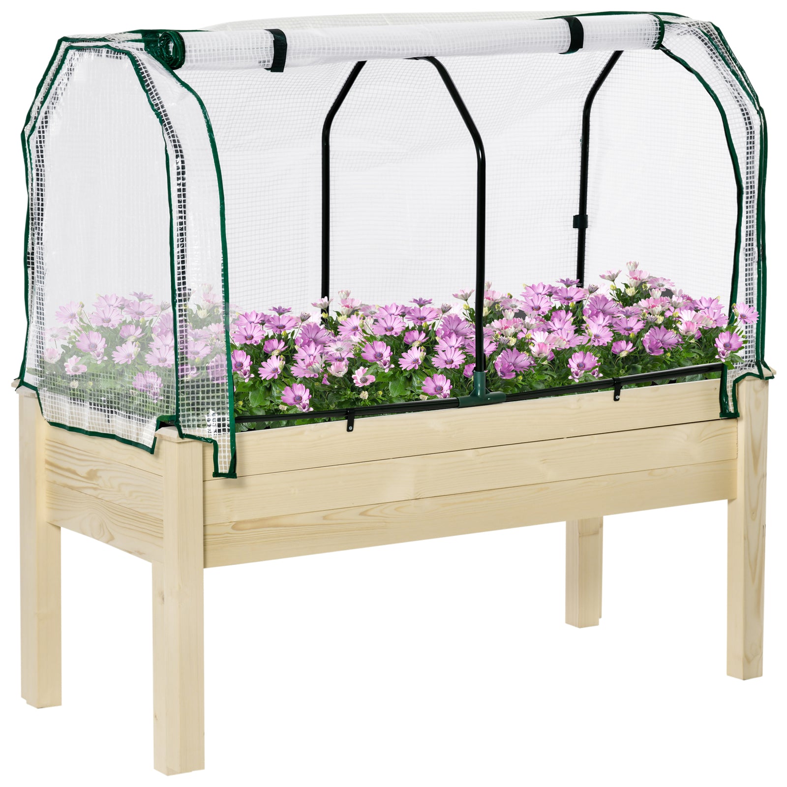 Raised Wood Planter Box With Pe Cover Natural