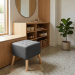Linen Upholstered Footstool | Dark Grey