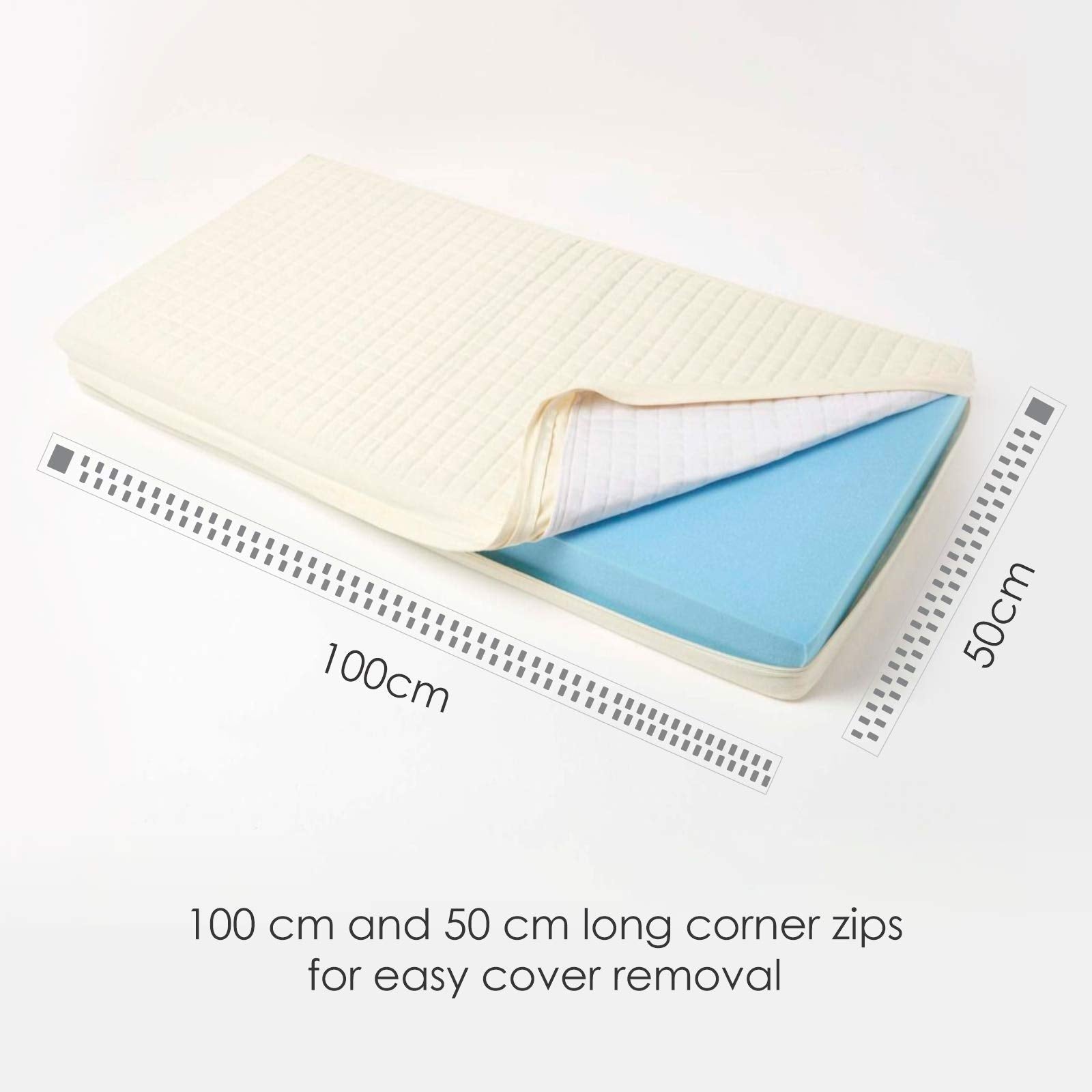Cotton Orthopaedic Foam 2 Seater Booster Cushion | 50cm x 100cm | Cream