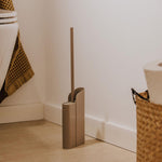 Silicone Toilet Brush, Floor Or Self-adhesive Slim Beige Flat Collection