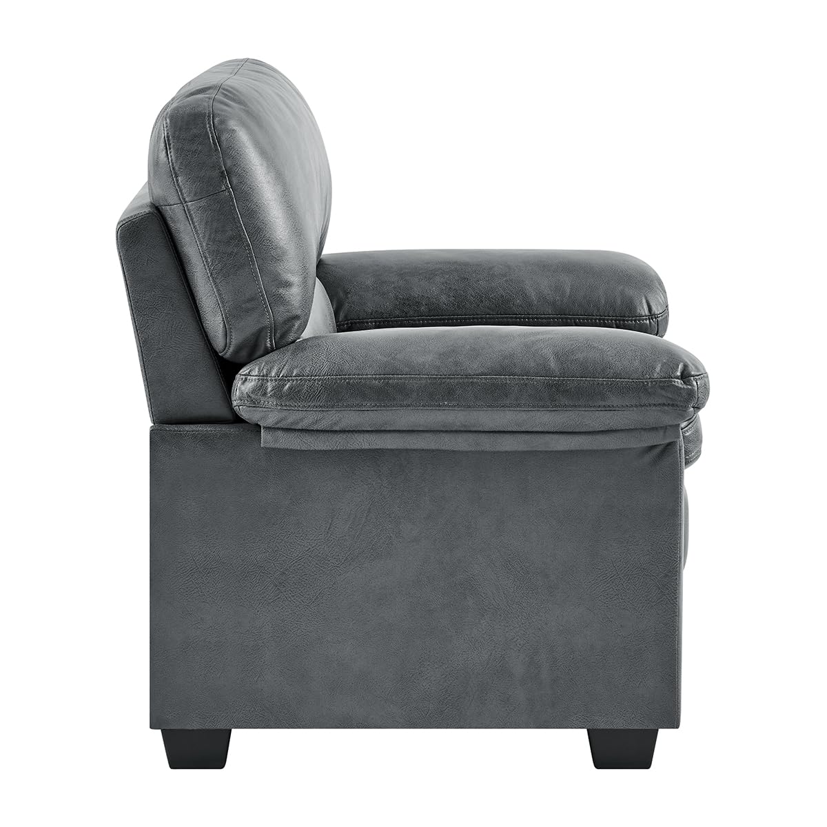 Oxford Faux Leather Sofa 1 Seater | Dark Grey