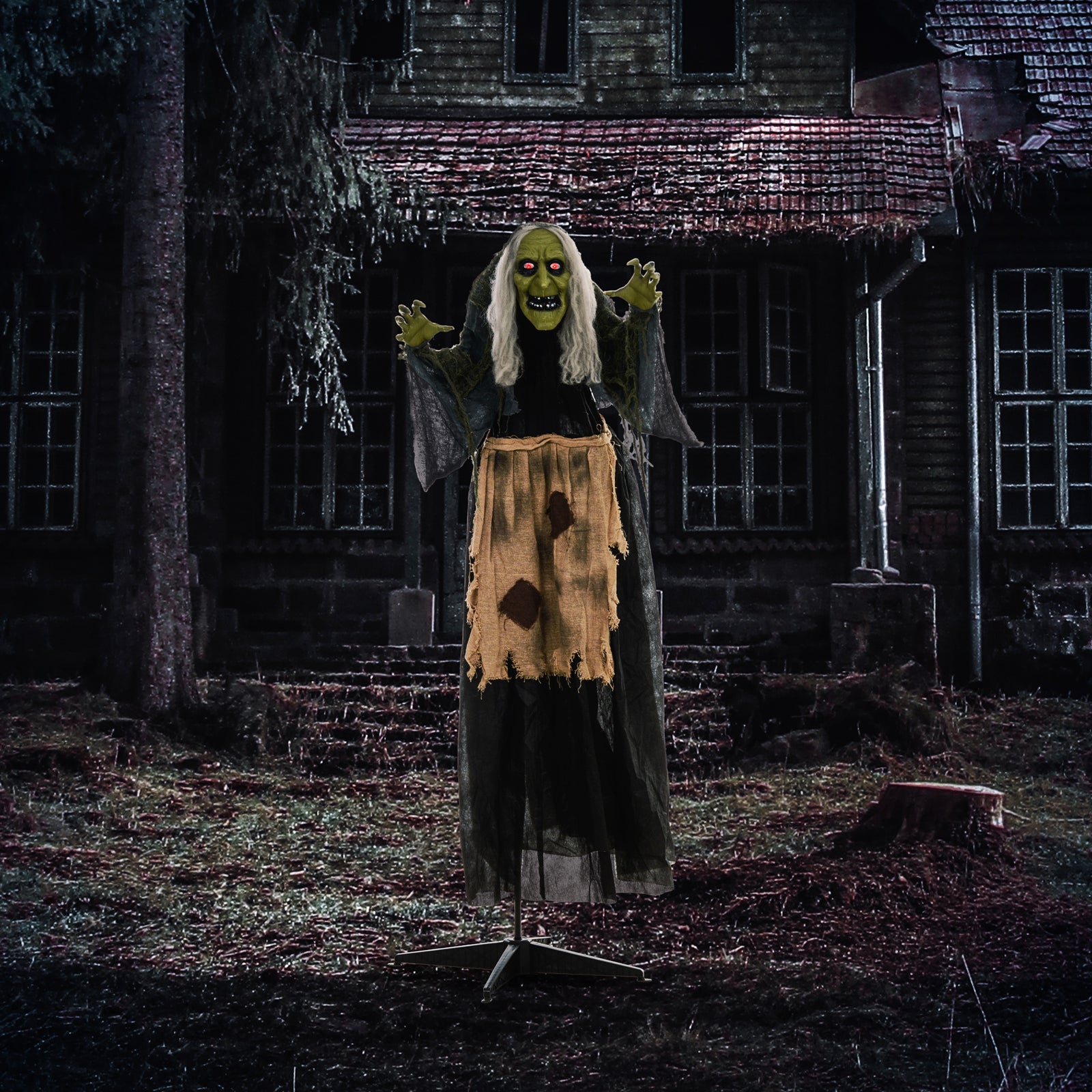 Halloween Witch Animatronic Prop With Sound Activated