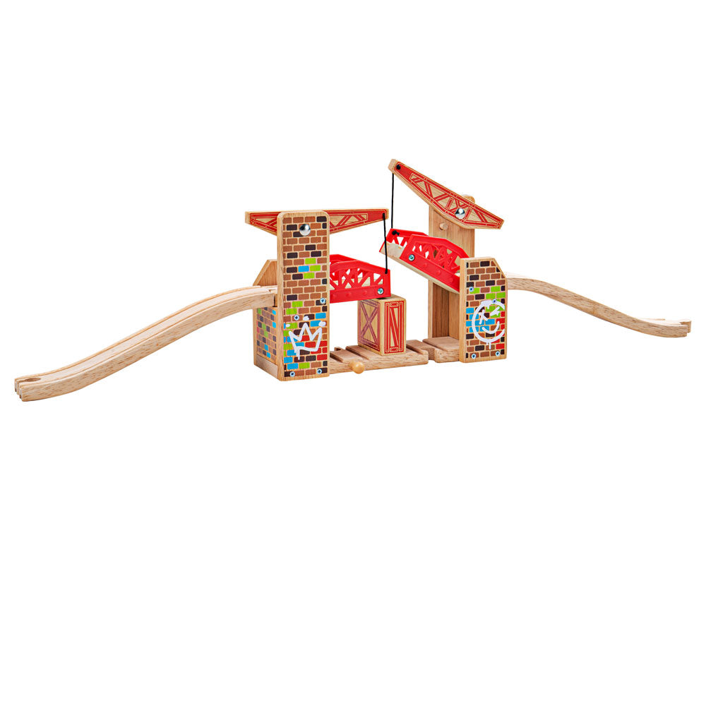 Bigjigs Toys Double Lifting Graffiti Bridge for Wooden Train Sets