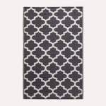 Luxury Outdoor Rug Waterproof Reversible For Garden Patio 100% Recycled, Black Nola Geometric | 150cm x 240cm | Black