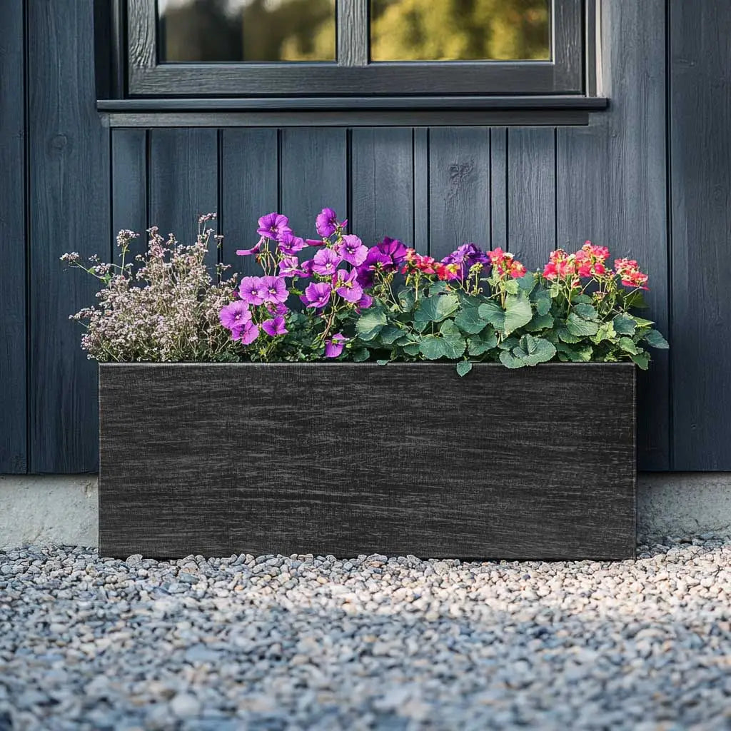 Zinc Galvanised Trough Planter | 75cm x 32cm x 32cm | Antique Silver
