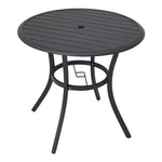 Round Garden Metal Slatted Coffee Table - 80cm Dia X 73cm