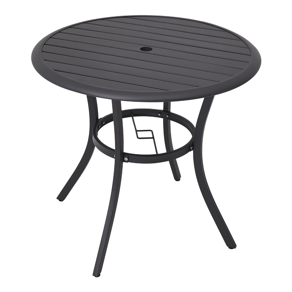 Round Garden Metal Slatted Coffee Table - 80cm Dia X 73cm