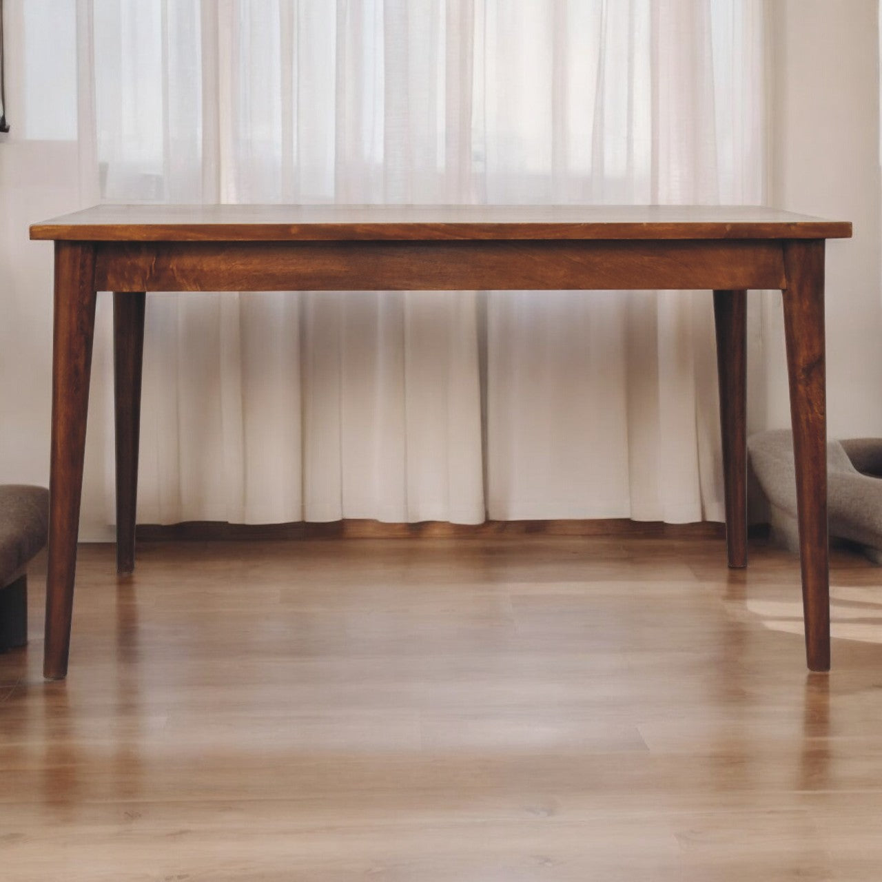 Solid Mango Wood Chestnut Nordic Dining Table