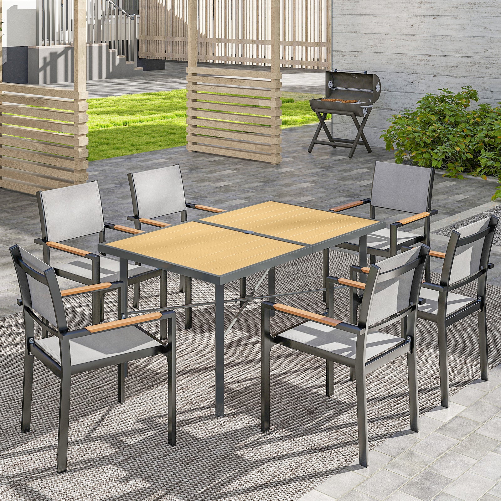 150x90cm Outdoor Table, Wood Effect, Rust-resistant