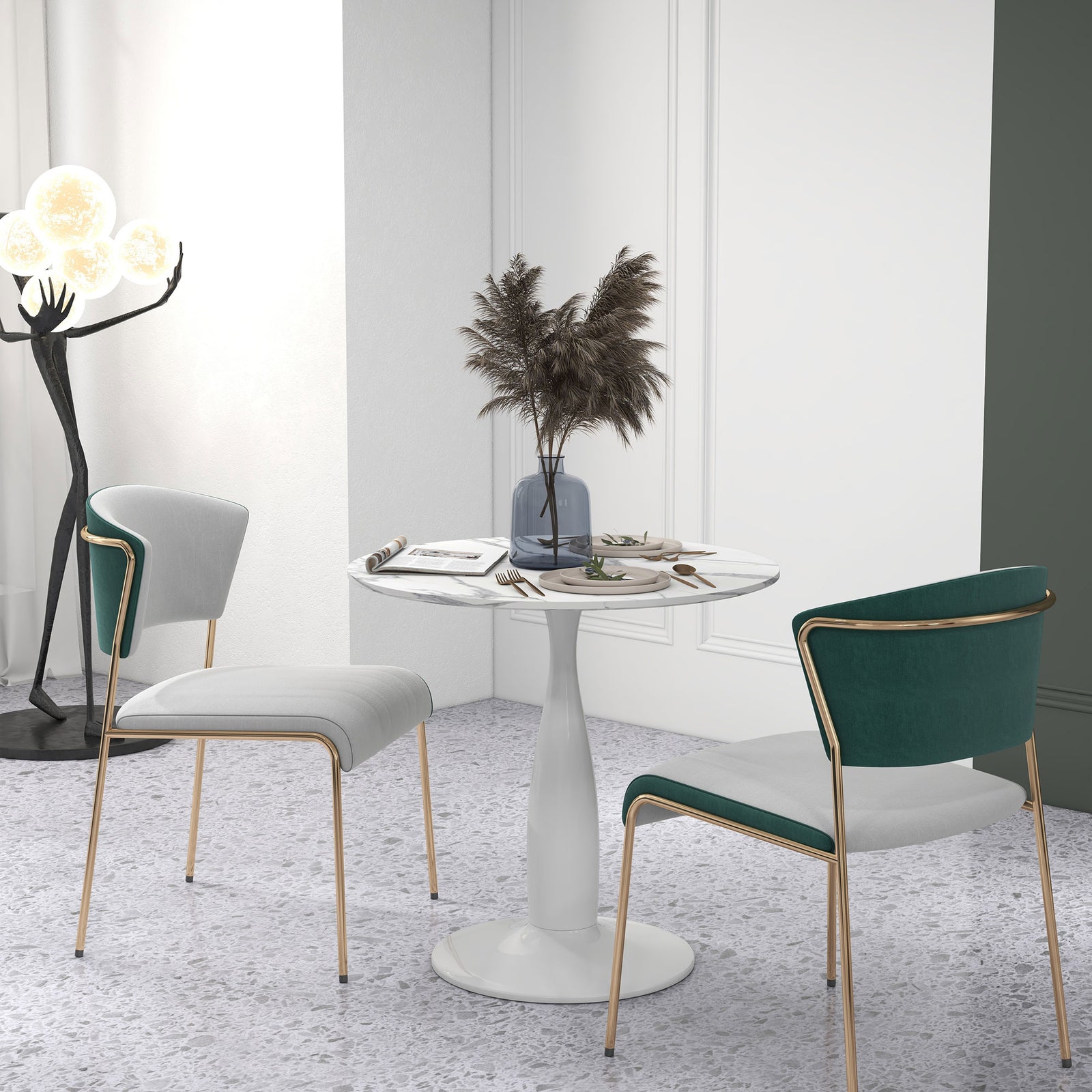 Round Dining Table W/ Steel Base, Dining Room | White