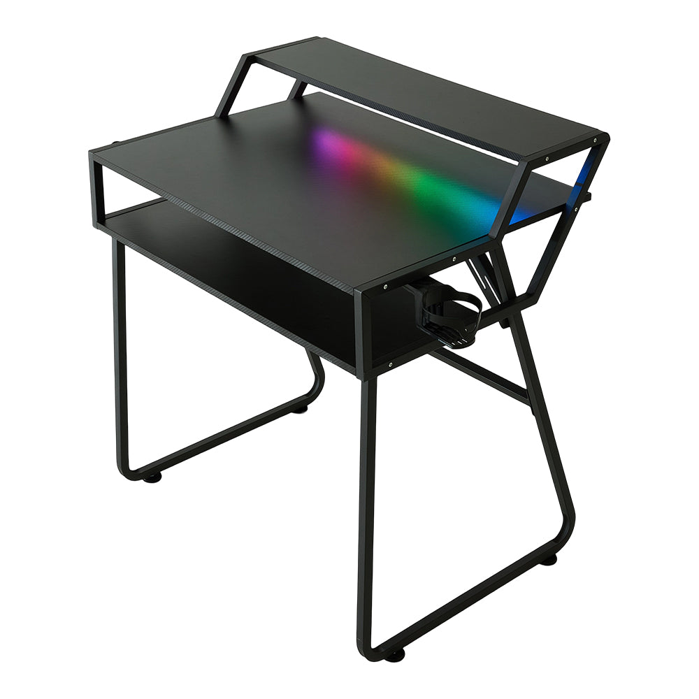 80cm W Gaming Desk With Cup Holder & Headphone Hook Sturdy Computer Table With Rgb Led Lights