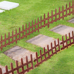 12 Wooden Garden Borders Fixed Picket Fence, Brown