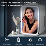 White 12l Mini Fridge With Led Mirror Door