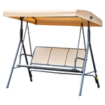 3 Seater Garden Swing Patio Hammock With Canopy For Outdoor | Beige