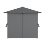 3x3m Heavy Duty Outdoor Gazebo With Lights And Curtains – Metal Frame & Pa-coated Polyester Canopy Sun Shade Shelter，2.6m Height,dark Grey